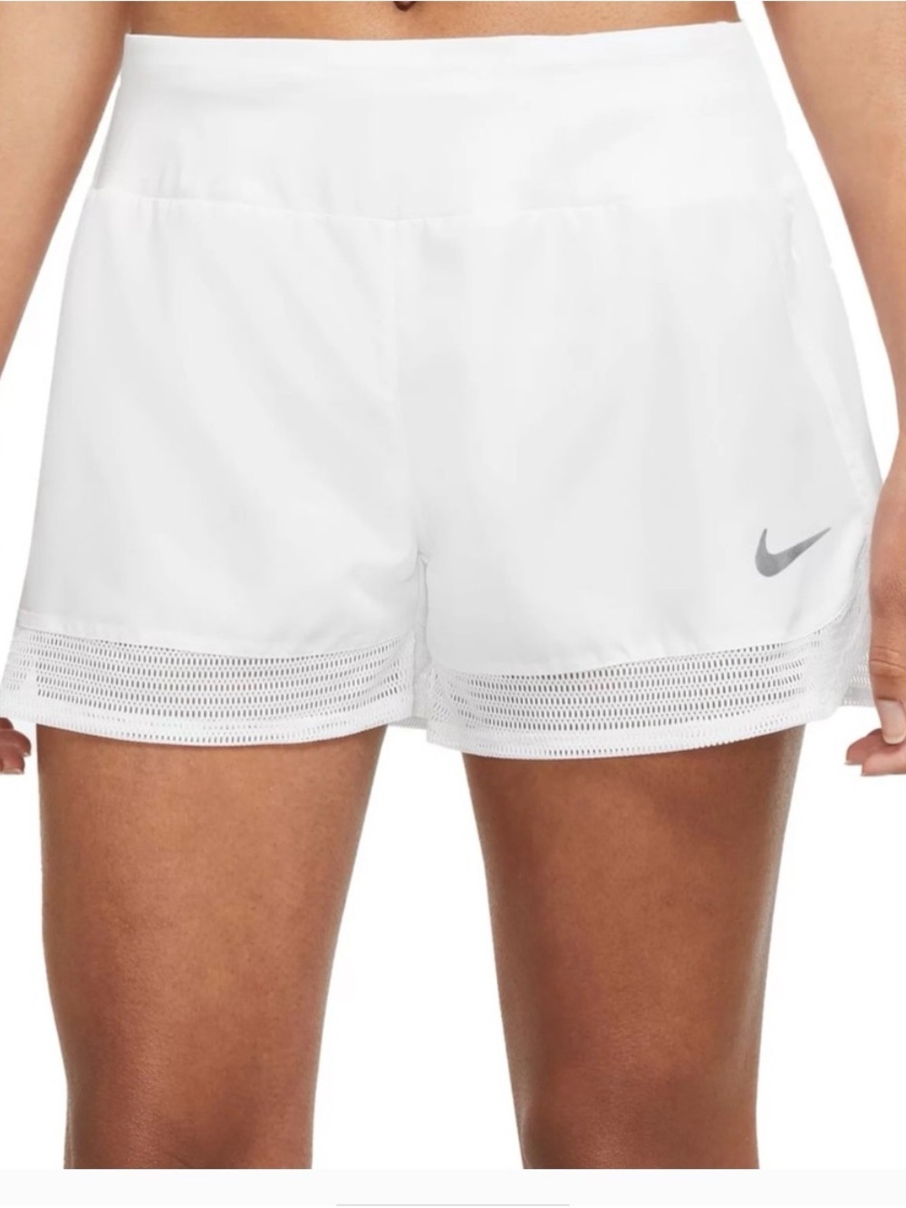 NWT Nike Dri-FIT White Running Shorts Mesh Trim Size Large L 🤍